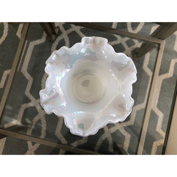 Vintage Fenton Hand Painted Ruffled Pedestal Dish - Picture 8 of 9